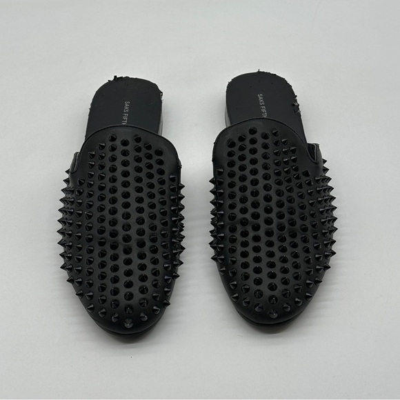 Saks Fifth Avenue Rudy Metal Spikes Slip on mule loafers shoes size 11.5 - Picture 1 of 13